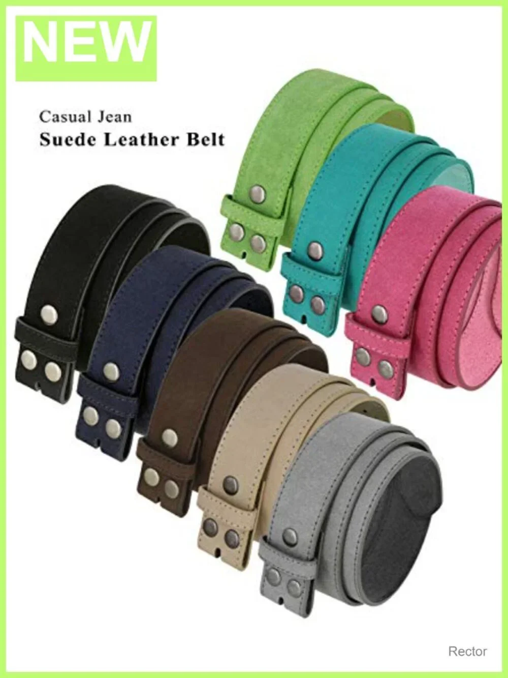 Genuine Suede Leather Casual Belt with Antique Silver Buckle - 1.5 Inch Wide